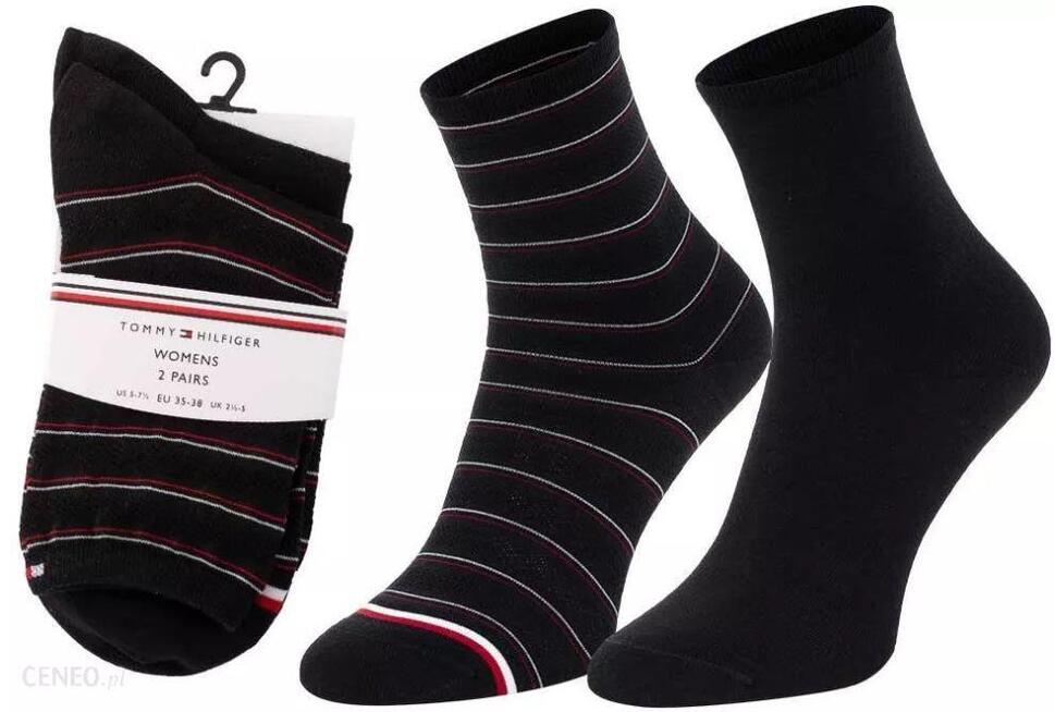 Skarpetki Tommy Hilfiger Damskie 2-Pack Preppy Czarne 39-42