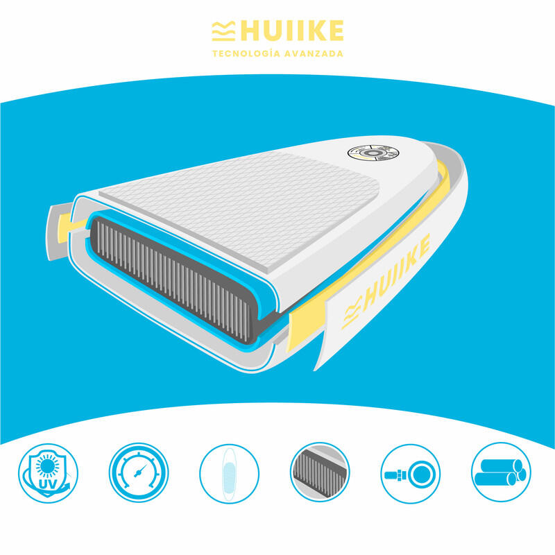 Paddle Gonflable Adulte Accessoires Premium HUIIKE, Jaune, Haute Stabilité