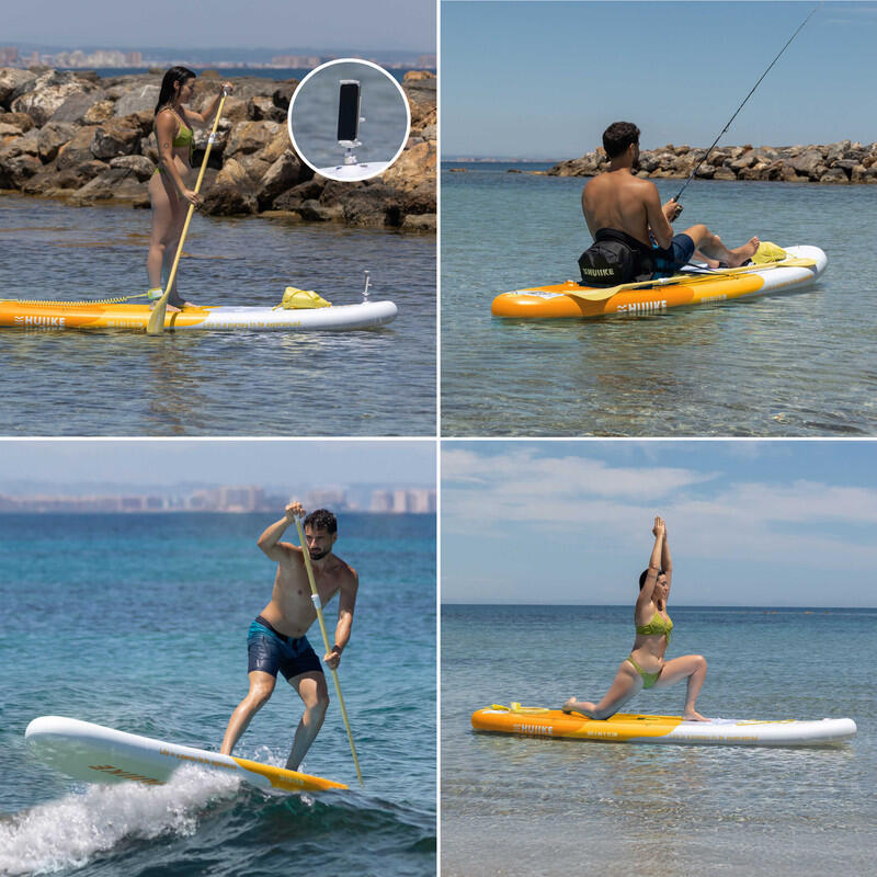 Paddle Gonflable Adulte Accessoires Premium HUIIKE, Jaune, Haute Stabilité