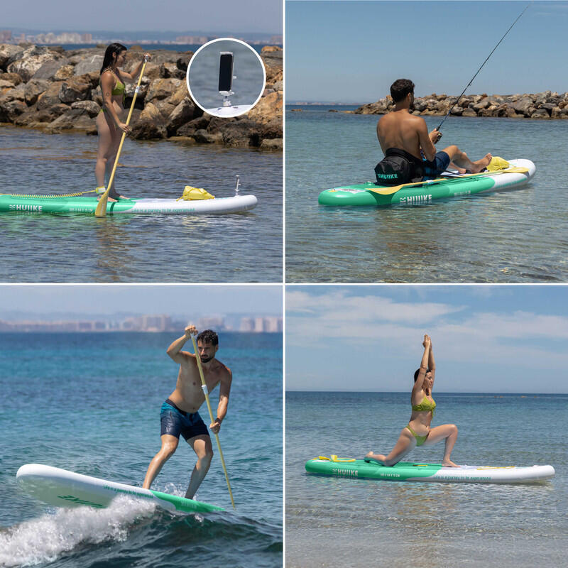 Paddle Gonflable Adulte Accessoires Premium HUIIKE, Vert, Haute Stabilité