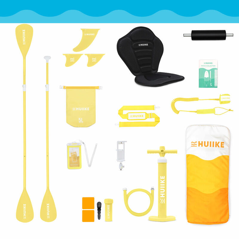Paddle Gonflable Adulte Accessoires Premium HUIIKE, Jaune, Haute Stabilité