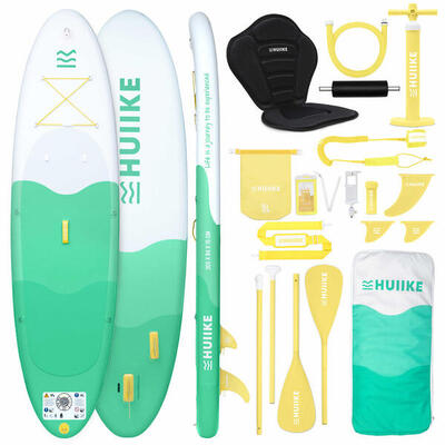 Opblaasbaar supboard met premium accessoire huiike. groen. hoge stabiliteit