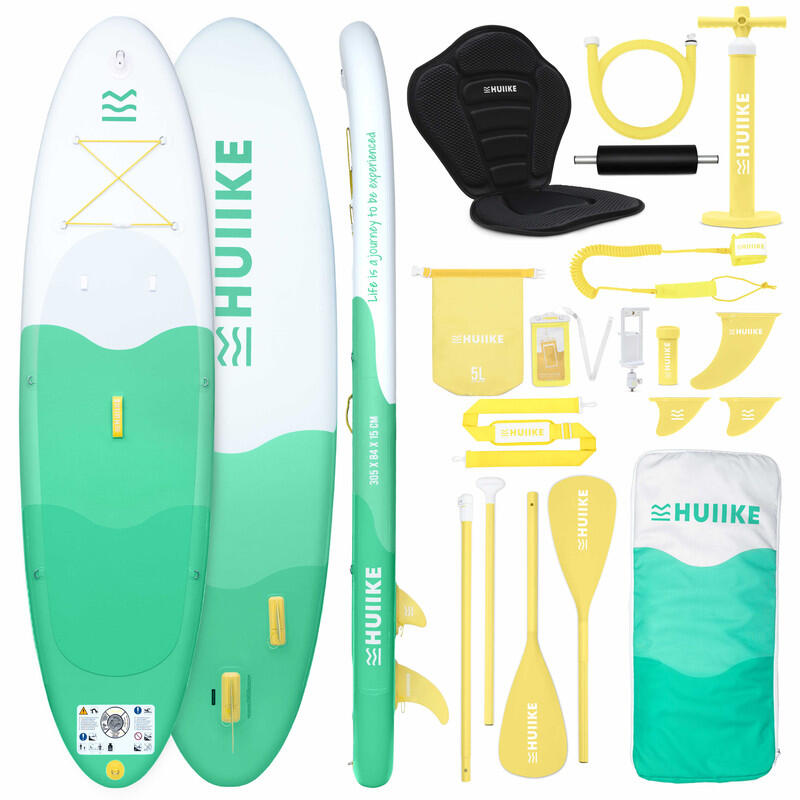 Huiike - Paddle Gonflable Adulte Accessoires Premium Huiike, Vert, Haute Stabilité - Set De Stand Up Paddle - Vert - 305 Mm - Decathlon
