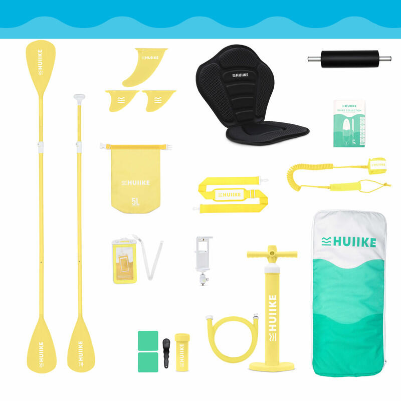 Opblaasbaar Supboard met Premium Accessoire HUIIKE, Groen, Hoge Stabiliteit 3/8