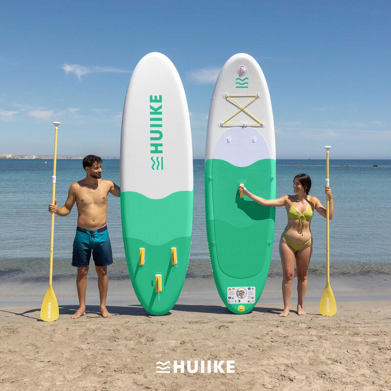 Opblaasbaar Supboard met Premium Accessoire HUIIKE, Groen, Hoge Stabiliteit 7/8