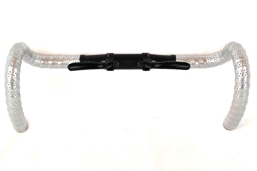 Manillar Pista 31.8 mm Aluminio Negro + Cintas plata + Frenos 2/3