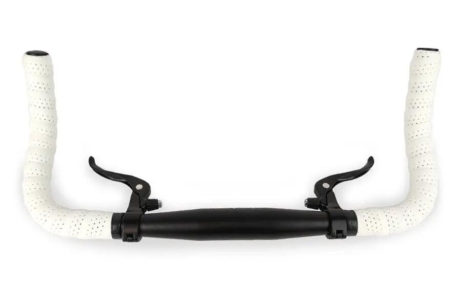 Manillar Bullhorn 31.8 mm Aluminio Negro + Cintas blancas + Frenos 2/3