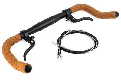 Manubrio Bullhorn 31.8 mm Alluminio Nero con Nastri marroni e Freni