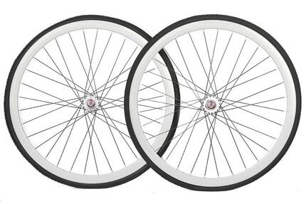 Paire de Roues 30mm + Chambres à air + Pneus Blanc
