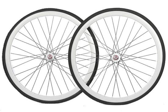 Paire de Roues 30mm + Chambres à air + Pneus Blanc