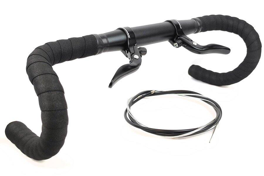 SANTAFIXIE Manubrio Pista 31.8 mm Alluminio Nero con Nastri e Freni