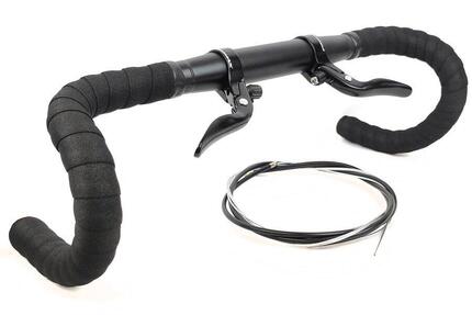 Drop Bars Alu-Lenker 31,8 mm mit Lenkerbändern und Bremsen – Schwarz