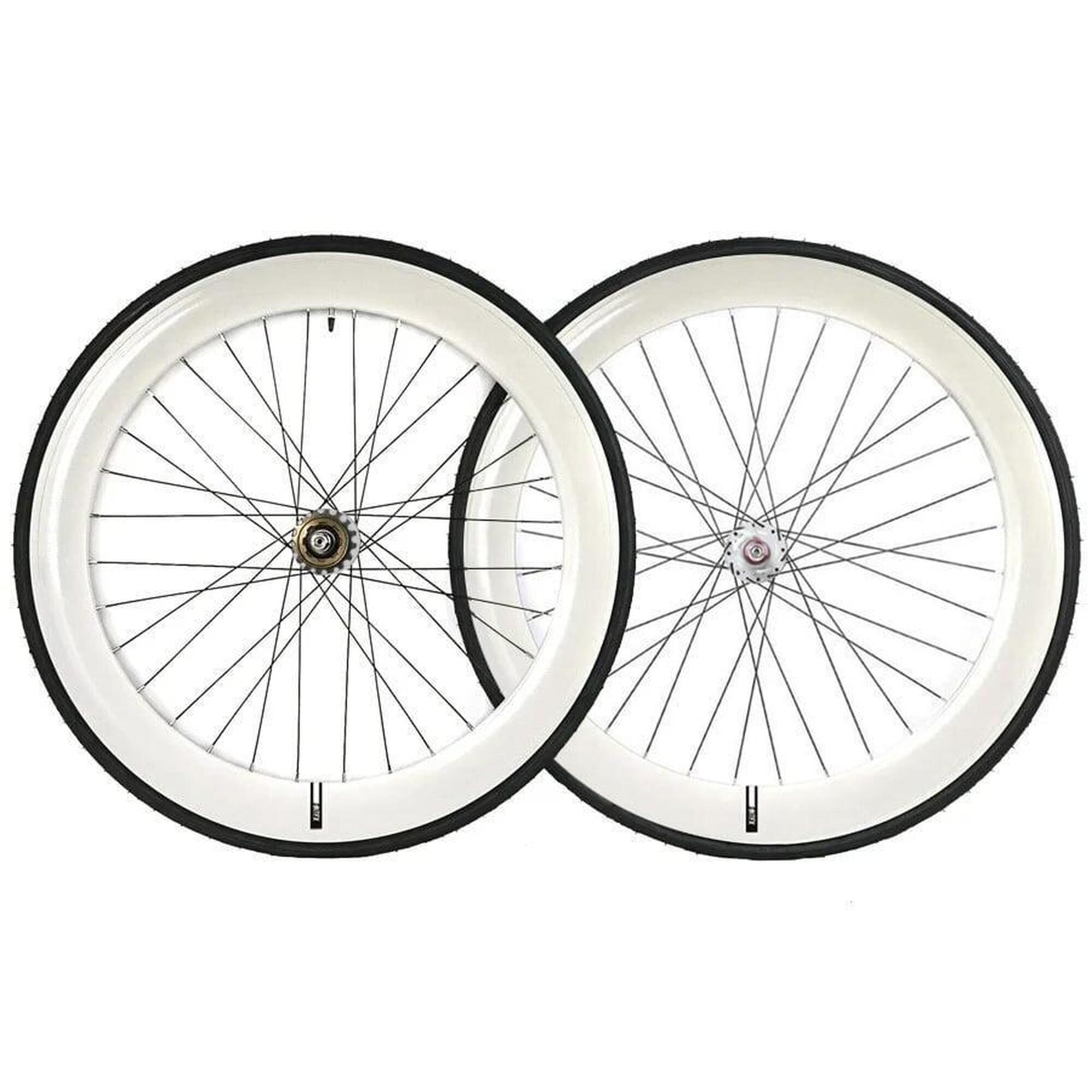 Santafixie - Paire De Roues 60mm + Chambres À Air + Pneus Blanc - Rayon Roue - 28" - Decathlon