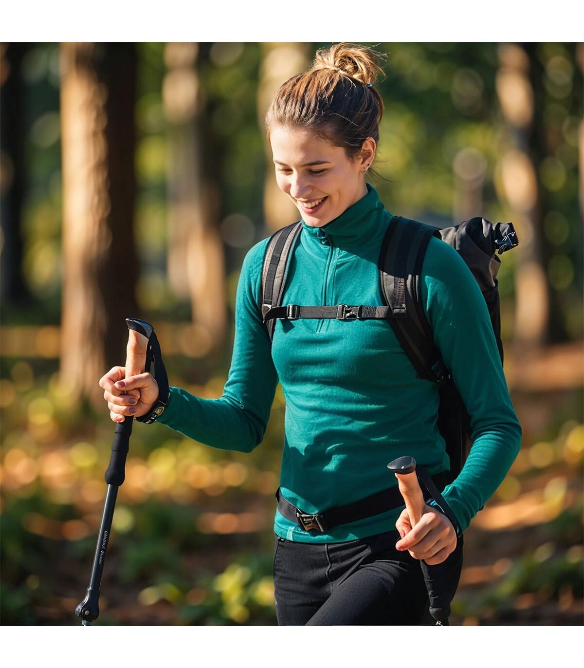 Bastoncini Trekking Carbonio Telescopici 105-135 cm 160 g Sughero Uomo Donna 2/6