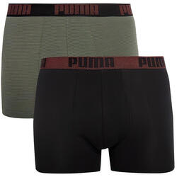 Boxers en coton pour hommes Puma Birdfeet Stripe, 2 pièces, vert, taille S