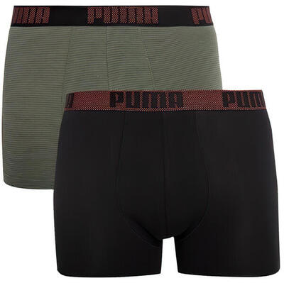 Herren Baumwollboxer Puma Birdfeet Stripe, 2er-Pack, grün, Größe S
