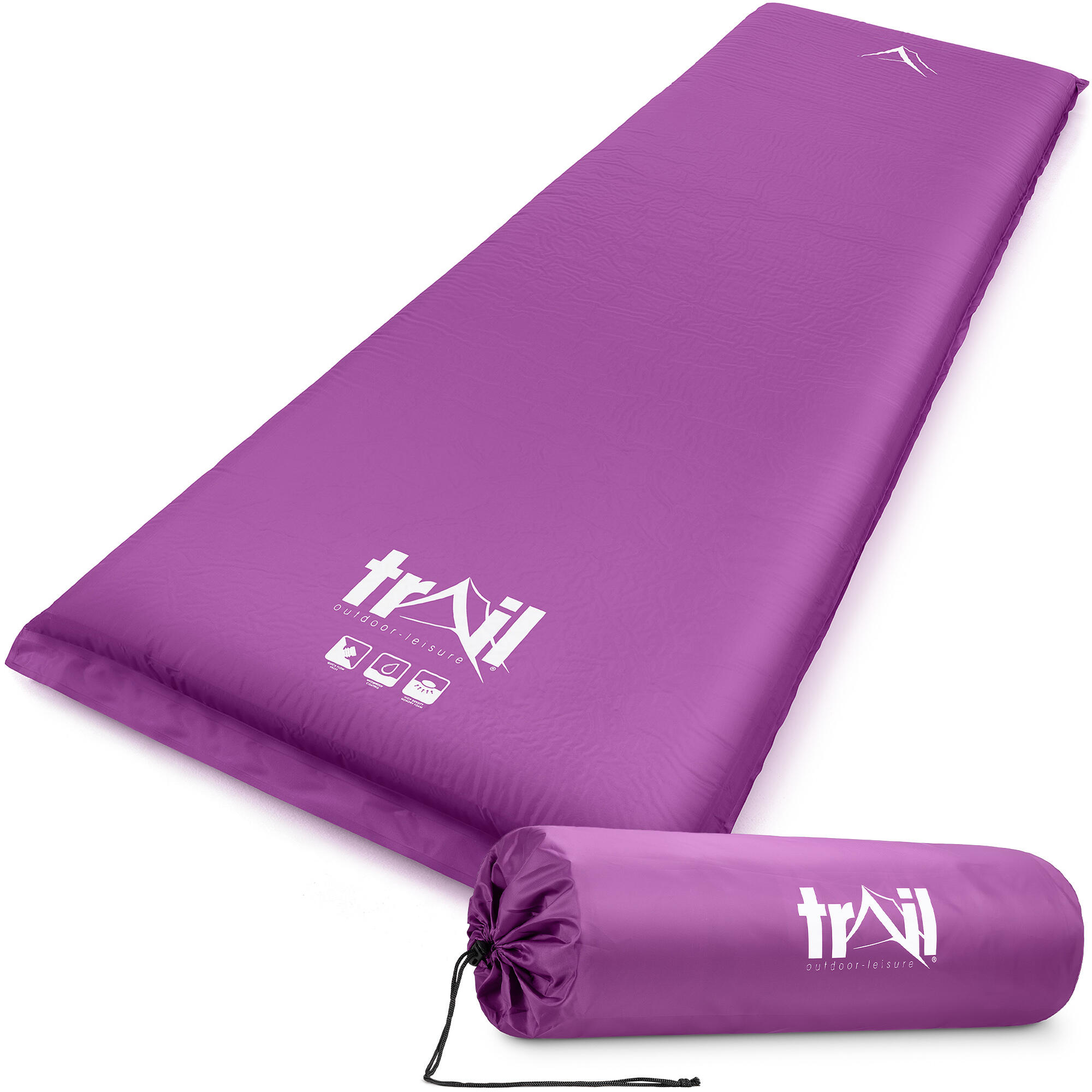 TRAIL OUTDOOR LEISURE Extra Wide Self Inflating Sleeping Mat Foam Camping Mattress 186cm x 65cm x 10cm