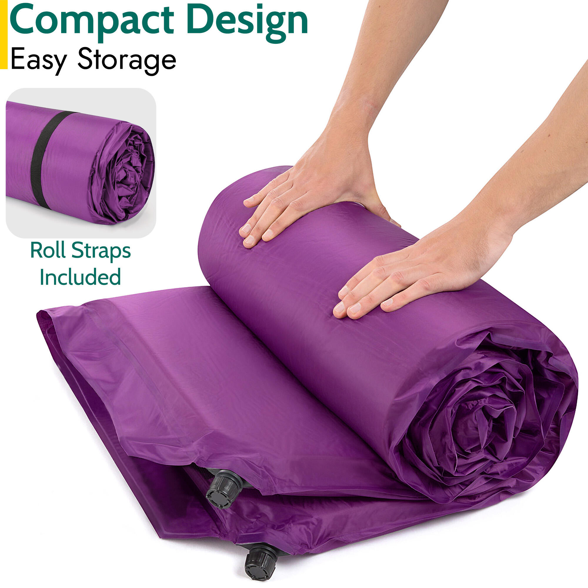 Double Camping Mat Self Inflating Inflatable Roll Mattress Extra Thick 5cm Trail 5/7