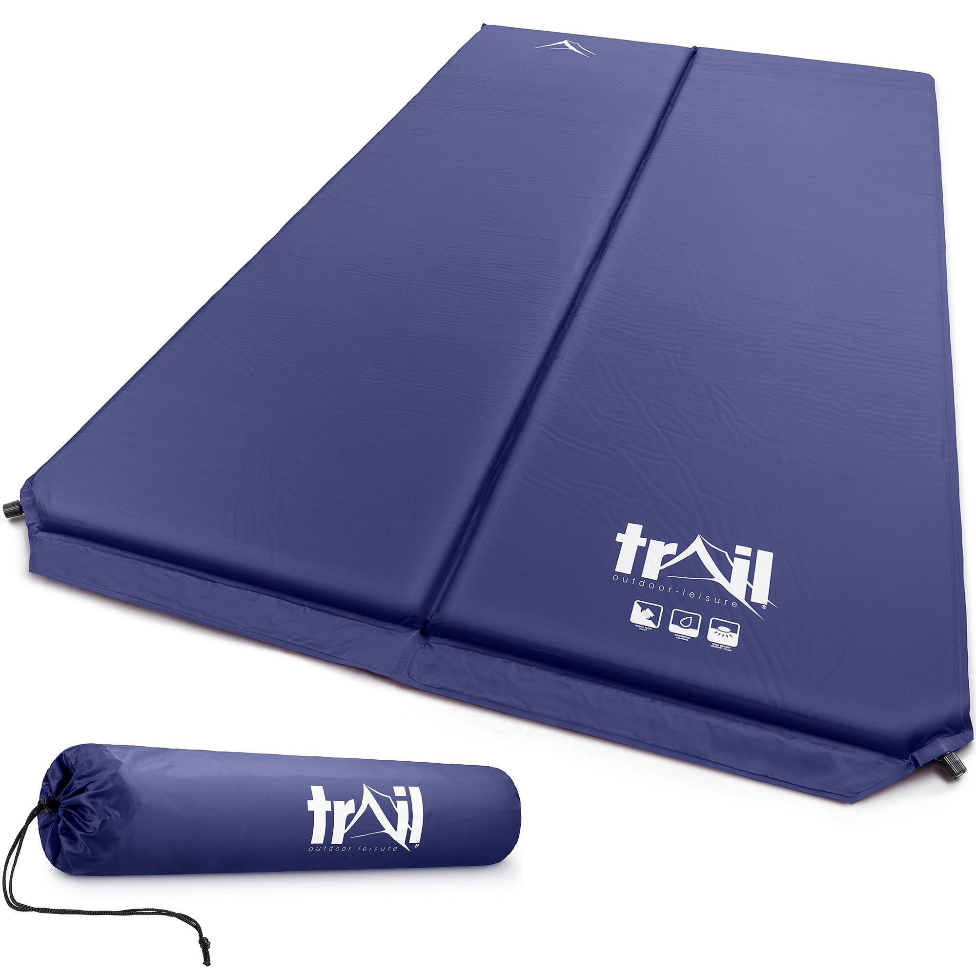 TRAIL OUTDOOR LEISURE Double Camping Mat Self Inflating Inflatable Camp Roll Mattress With Bag Trail