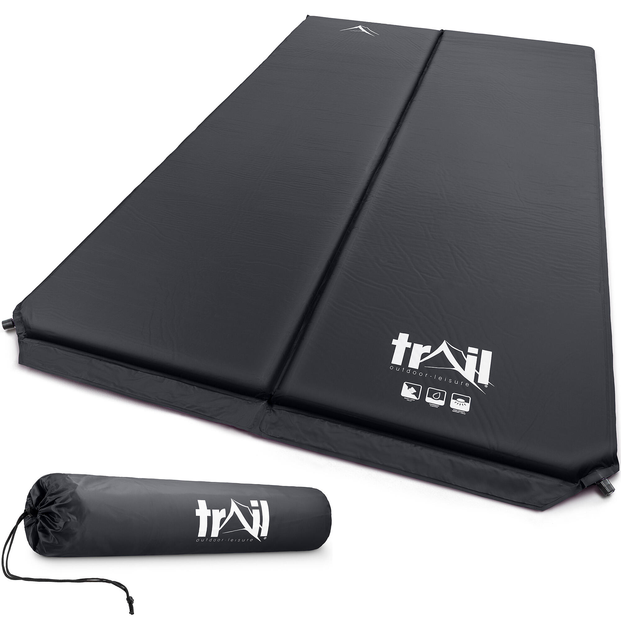 TRAIL OUTDOOR LEISURE Double Camping Mat Self Inflating Inflatable Camp Roll Mattress With Bag Trail