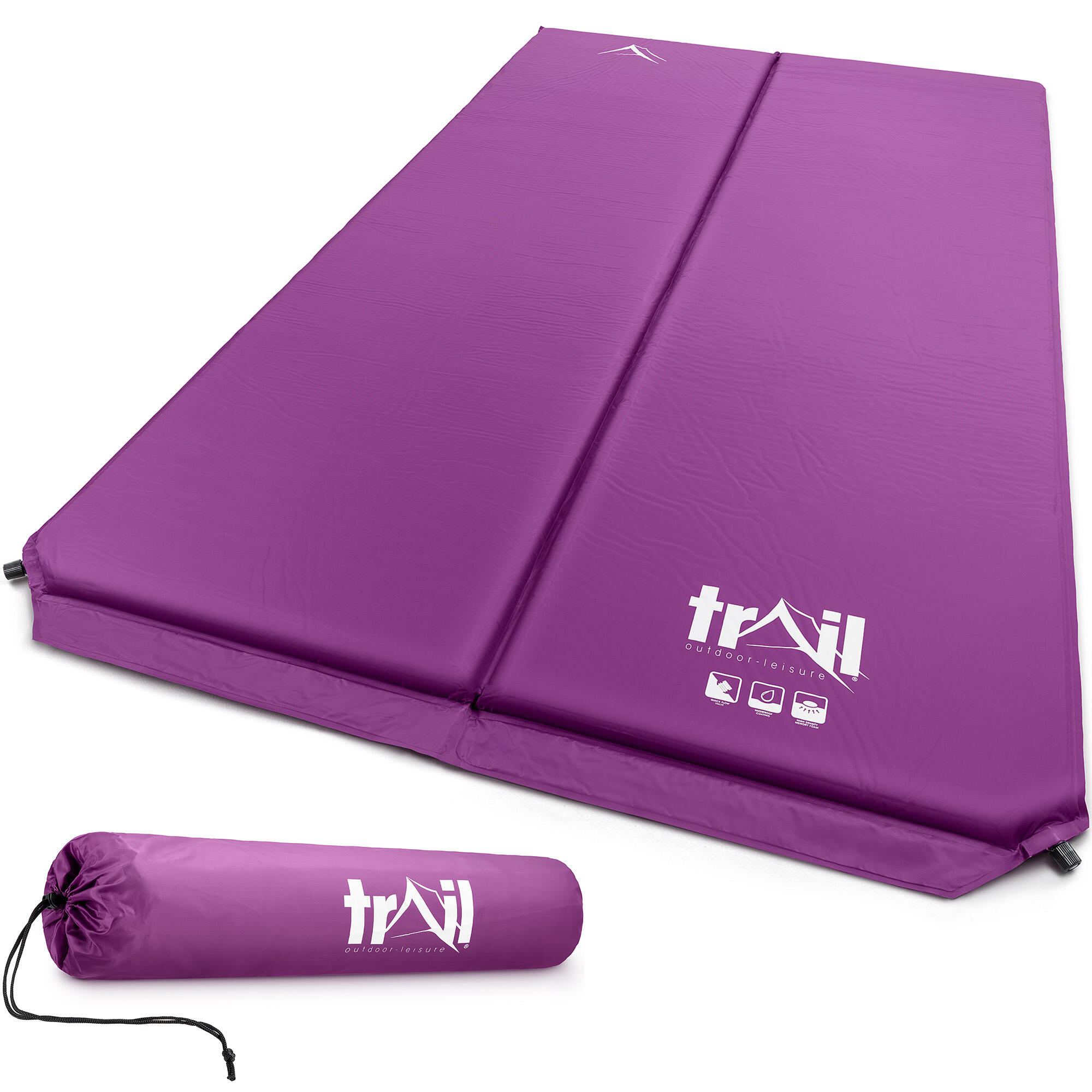 TRAIL OUTDOOR LEISURE Double Camping Mat Self Inflating Inflatable Camp Roll Mattress With Bag Trail