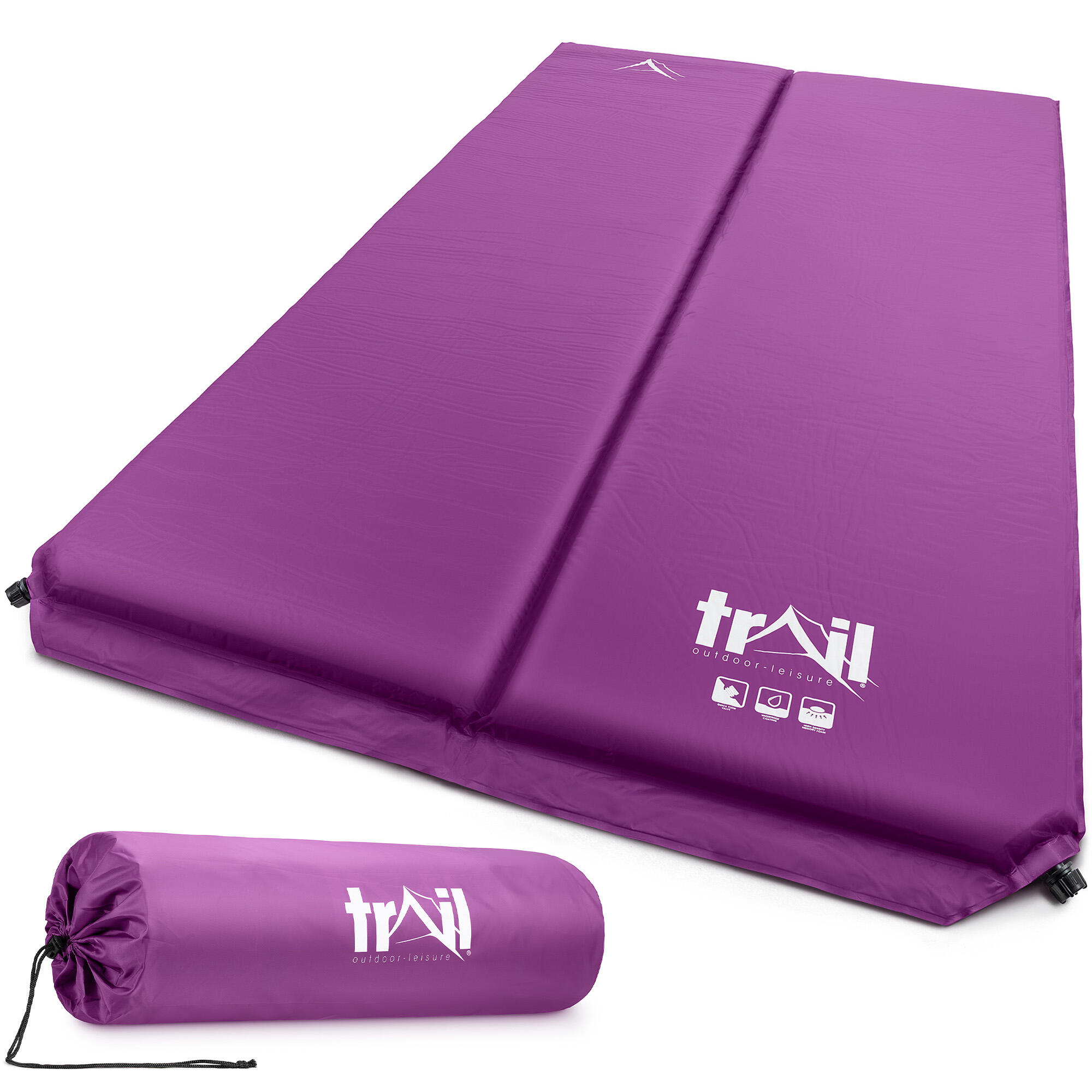 TRAIL OUTDOOR LEISURE Double Camping Mat Self Inflating Inflatable Roll Mattress Extra Thick 5cm Trail