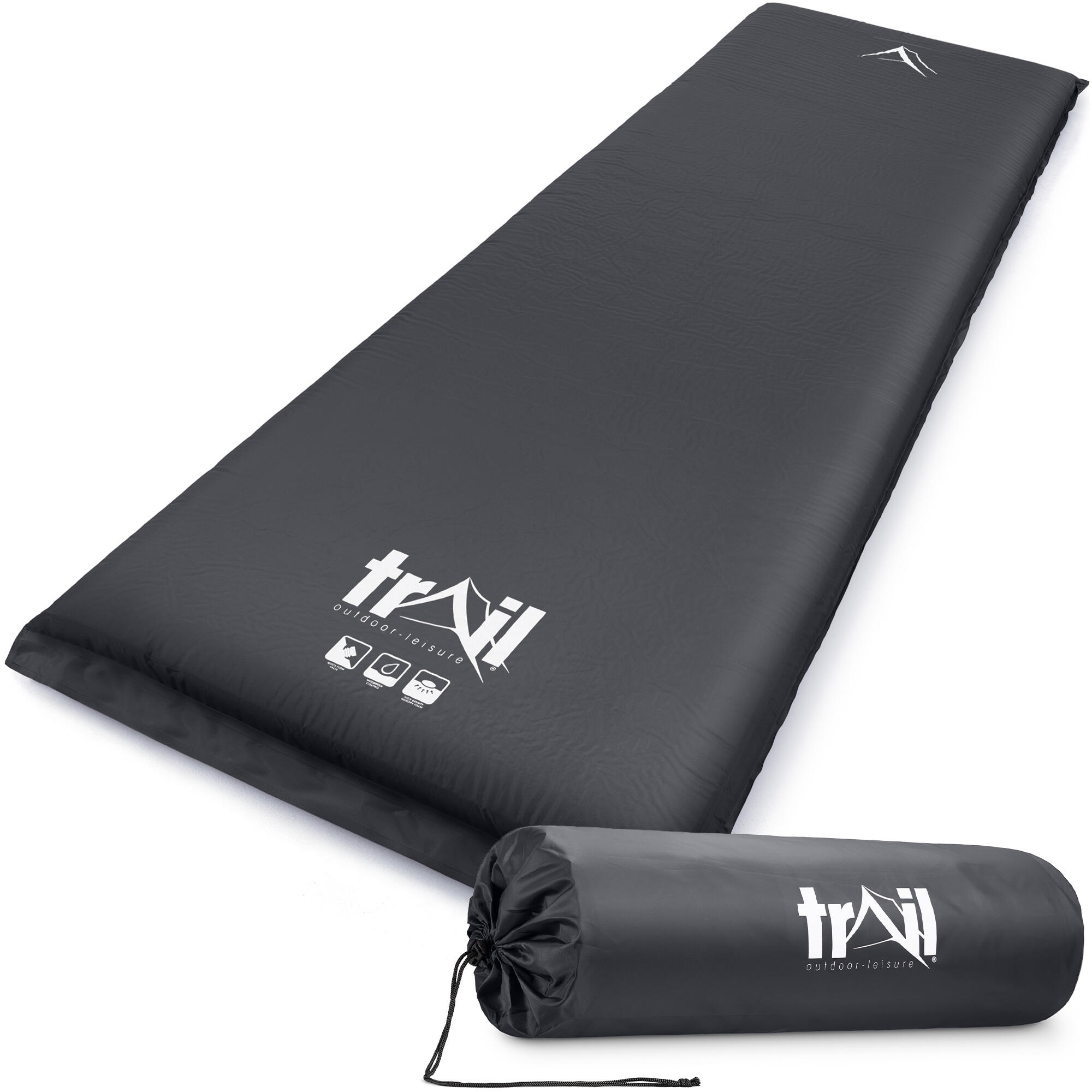 TRAIL OUTDOOR LEISURE Extra Wide Self Inflating Sleeping Mat Foam Camping Mattress 186cm x 65cm x 10cm