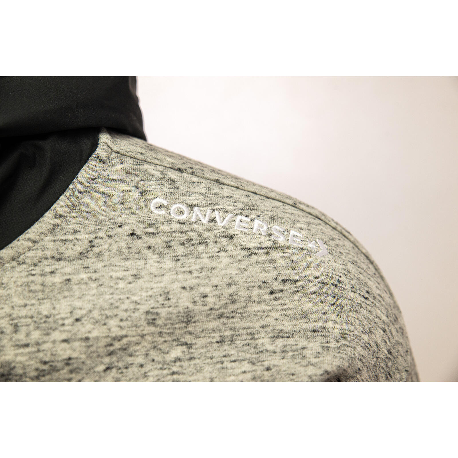Sweat à capuche Converse Mixed Media Full-Zip Hoodie, Gris, Hommes 5/5