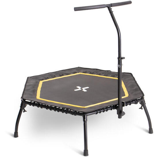 SportPlus Mini Trampolin faltbar mit Haltestange – Farbe Gelb