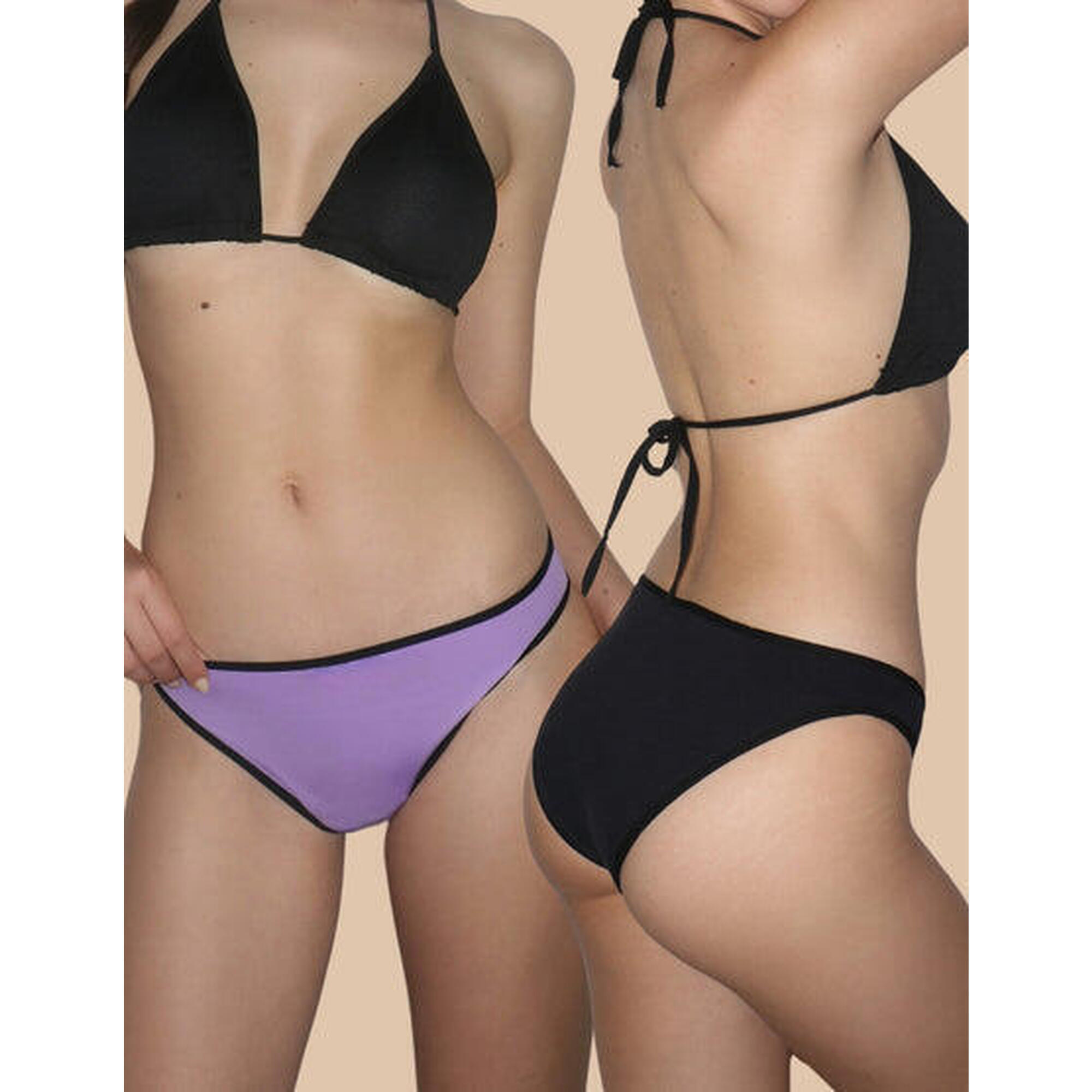 Anaissa - Pack:2 Culottes De Bikini Brésiliennes Menstruelles Avec Flux Important Mara - Bas De Maillot De Bain - Multicolore - 40 M - Decathlon