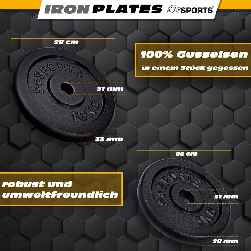Set haltera bara curl si discuri 40 kg fonta negru