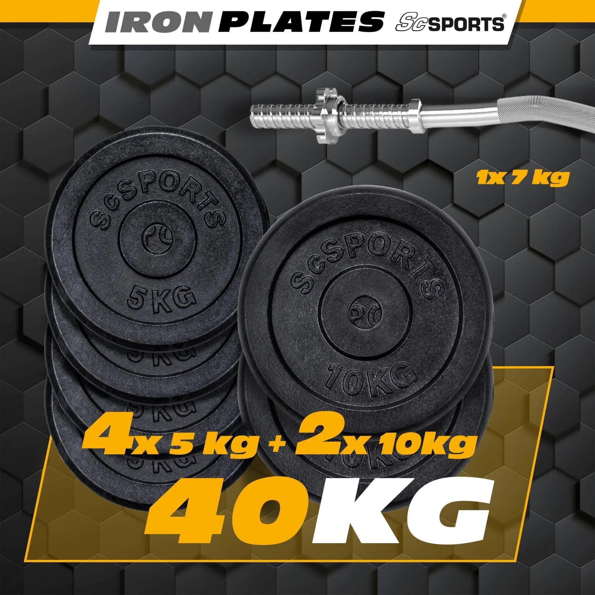 Set haltera bara curl si discuri 40 kg fonta negru 3/6