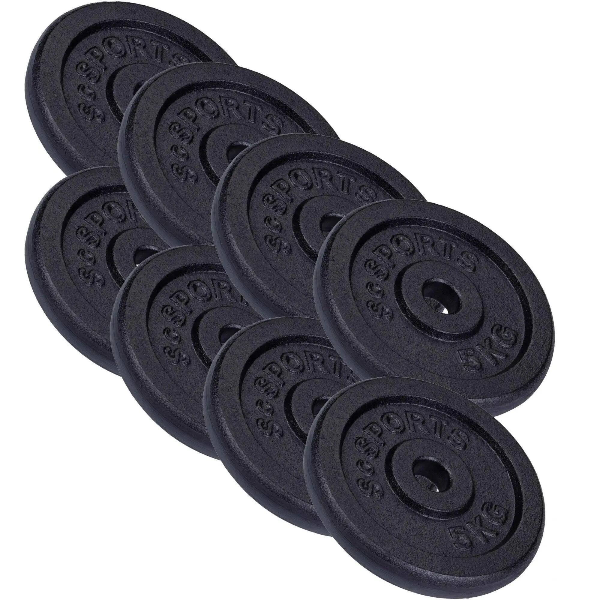Set de 2 gantere 70 kg 2 bare discuri 30 mm fonta filet siguranta de tip stea 4/7