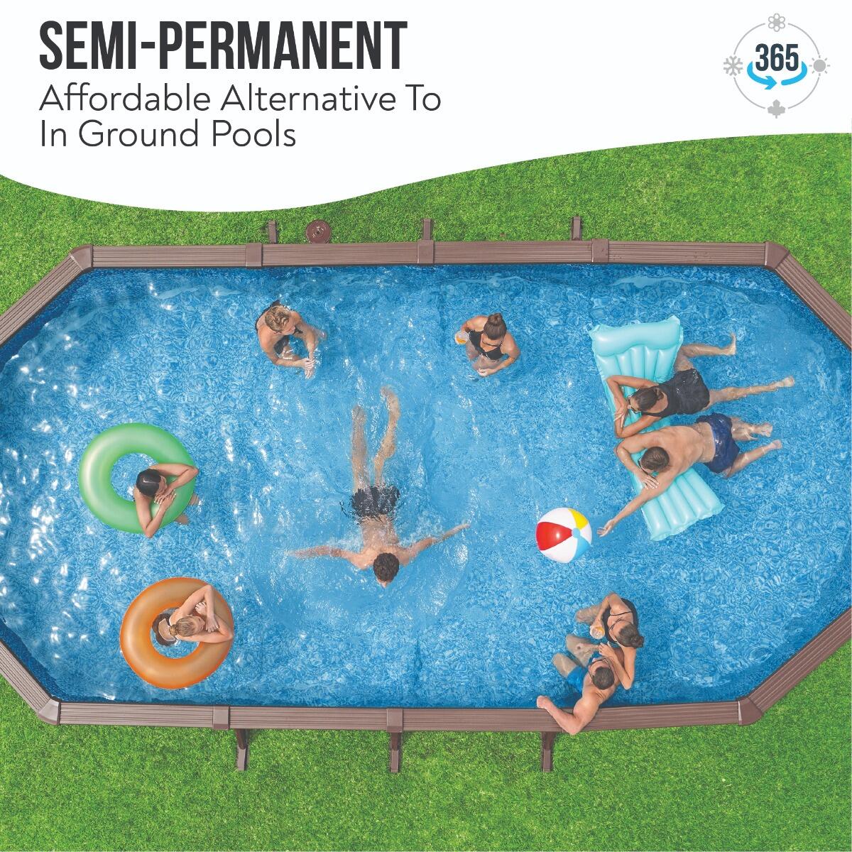 Bestway 24ft Hydrium Oval Steel Wall Pool Set, Swimming Pool, Wood Print 2/6