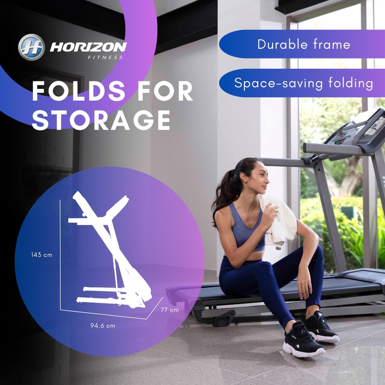 Horizon Fitness Tapis Roulant Elettrico Pieghevole Salvaspazio TR 3.0 4/8