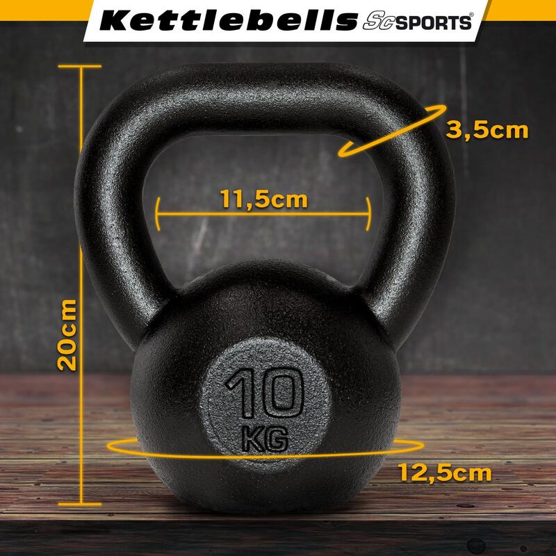 Kettlebell 10 kg fonta maner ergonomic negru