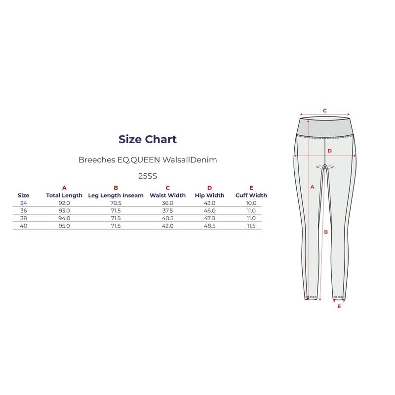 Pantaloni de călărie pentru femei EQUESTRIAN QUEEN Walsall 25SS, din denim