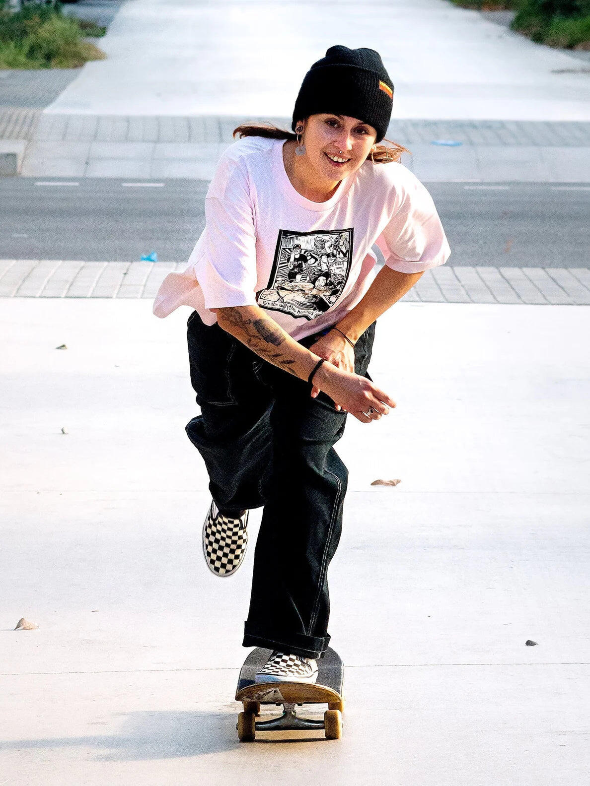 T-shirt - Skate - Mulher - Imprimido Drumstone - Lilac Ash 3/4