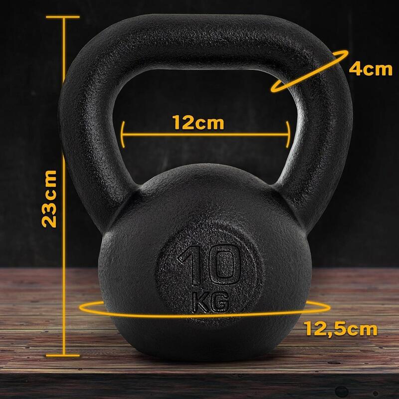 Kettlebell 10 kg fonta maner ergonomic inaltime 23 cm negru