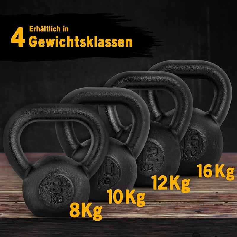 Kettlebell 10 kg fonta maner ergonomic inaltime 23 cm negru