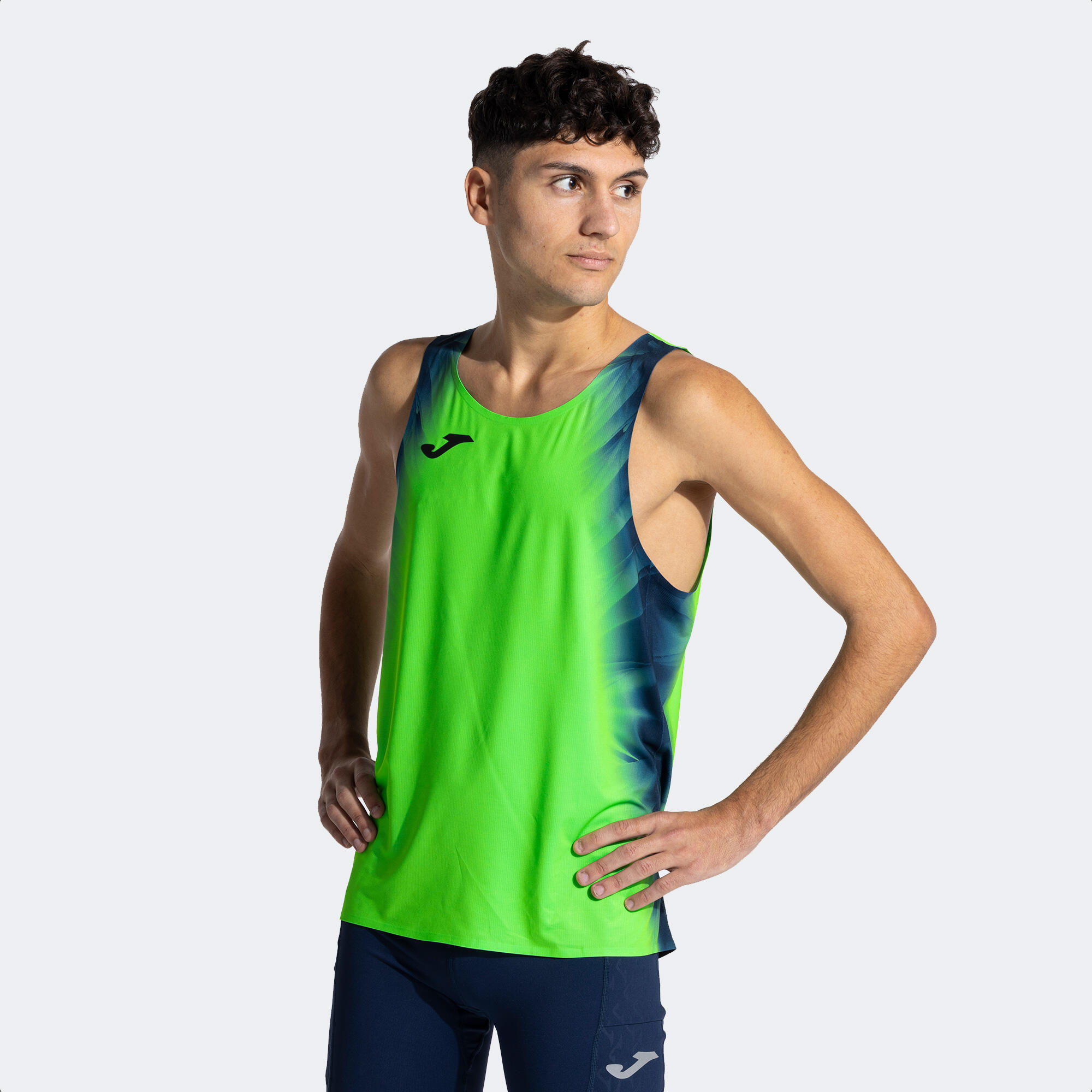 Camiseta Tirantes Running Hombre Joma Elite XI Verde Flúor 3/7