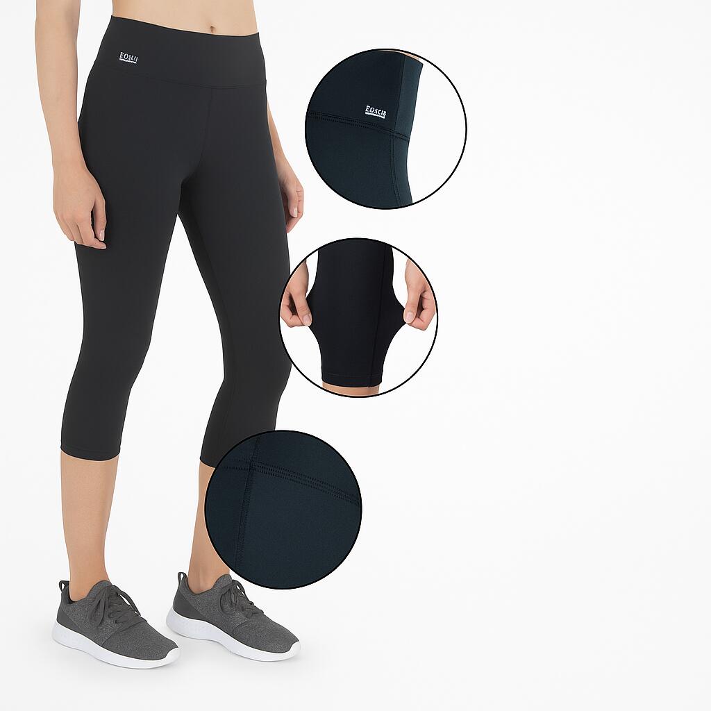 Leggings Corsa 3/4 Donna Vita Alta, Traspirante, con Tasca Telefono - Nero 4/7