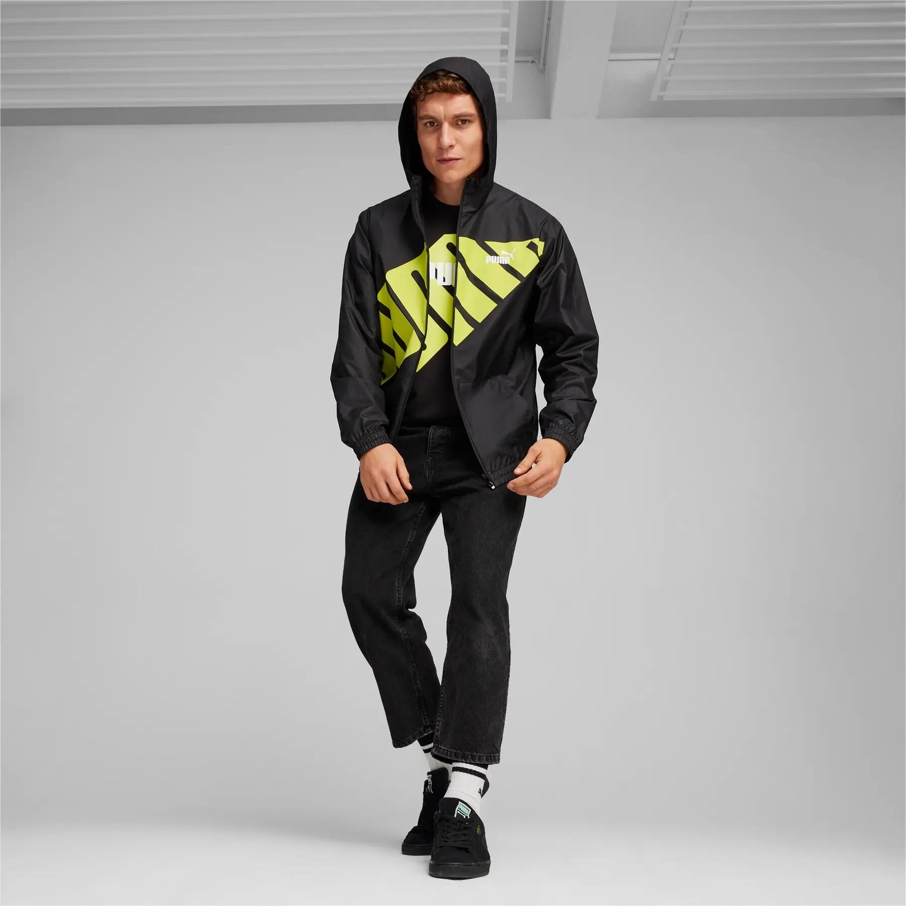 Giacca vento Puma cappuccio grafica uomo nera 62383701 XL 4/8