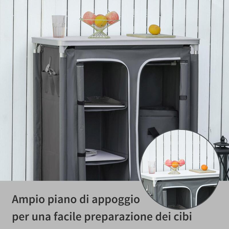 Mobilier de Bucatarie de Camping cu Geanta de Transport, Gri