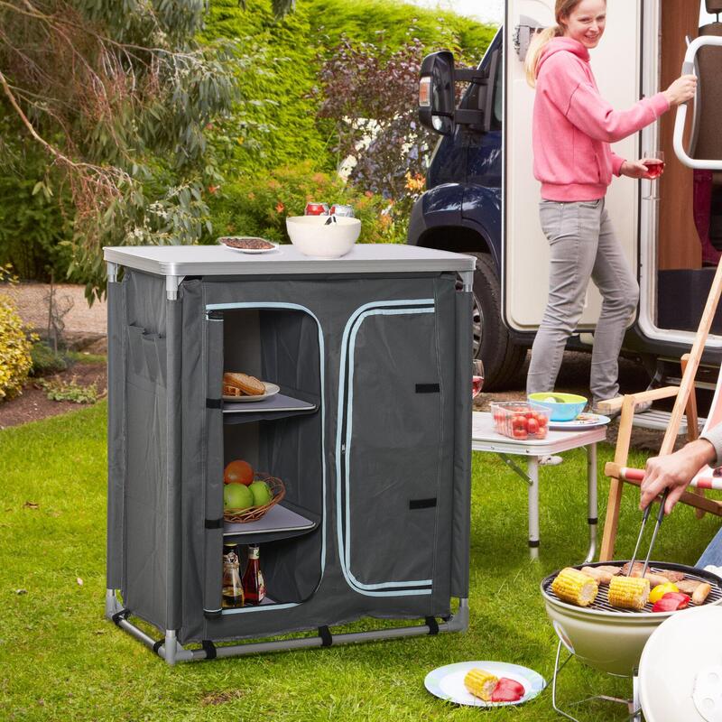 Mobilier de Bucatarie de Camping cu Geanta de Transport, Gri