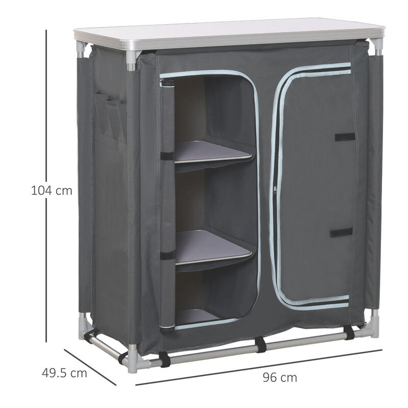 Mobilier de Bucatarie de Camping cu Geanta de Transport, Gri