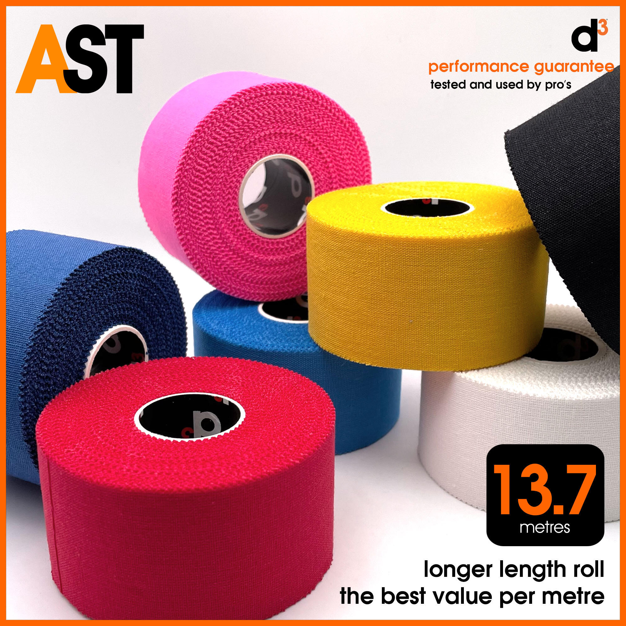 Athletic Strapping Tape Zinc Oxide 38mm x 13.7m - Black - 6 Rolls 2/5