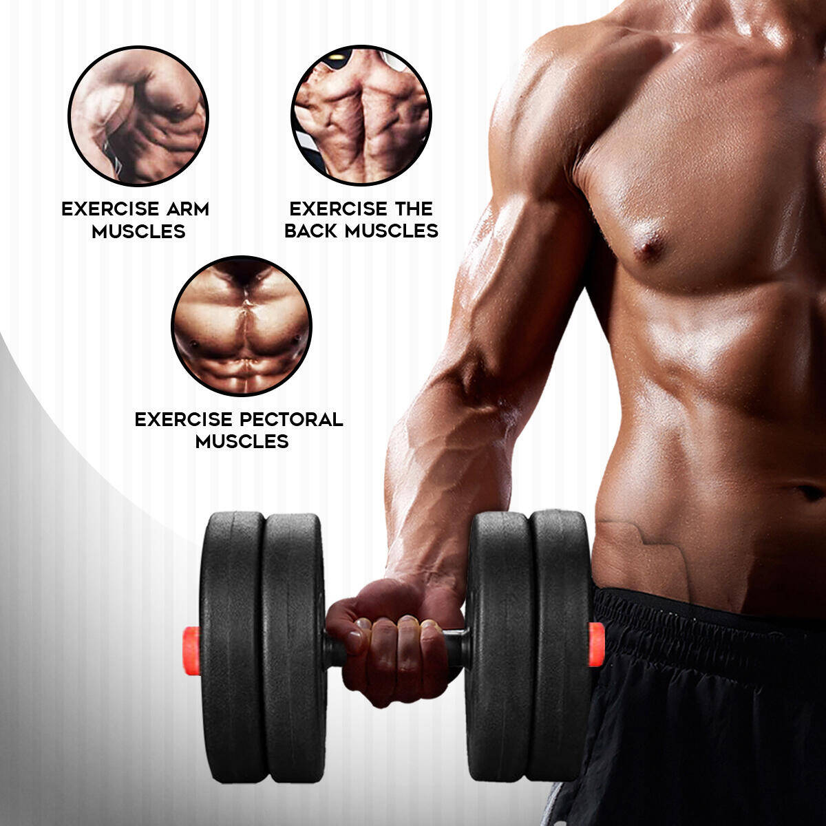 PowerMax Fitness PDS-20P 20Kg Adjustable Dumbbell Set - Coated Iron Dumbbell and Anti-Slip Rod Set For Home Workout with Carry Case -  4