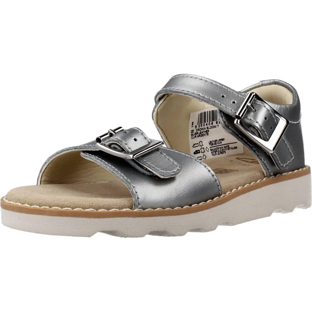 Sandały CLARKS CROWN BLOOM T Srebrny