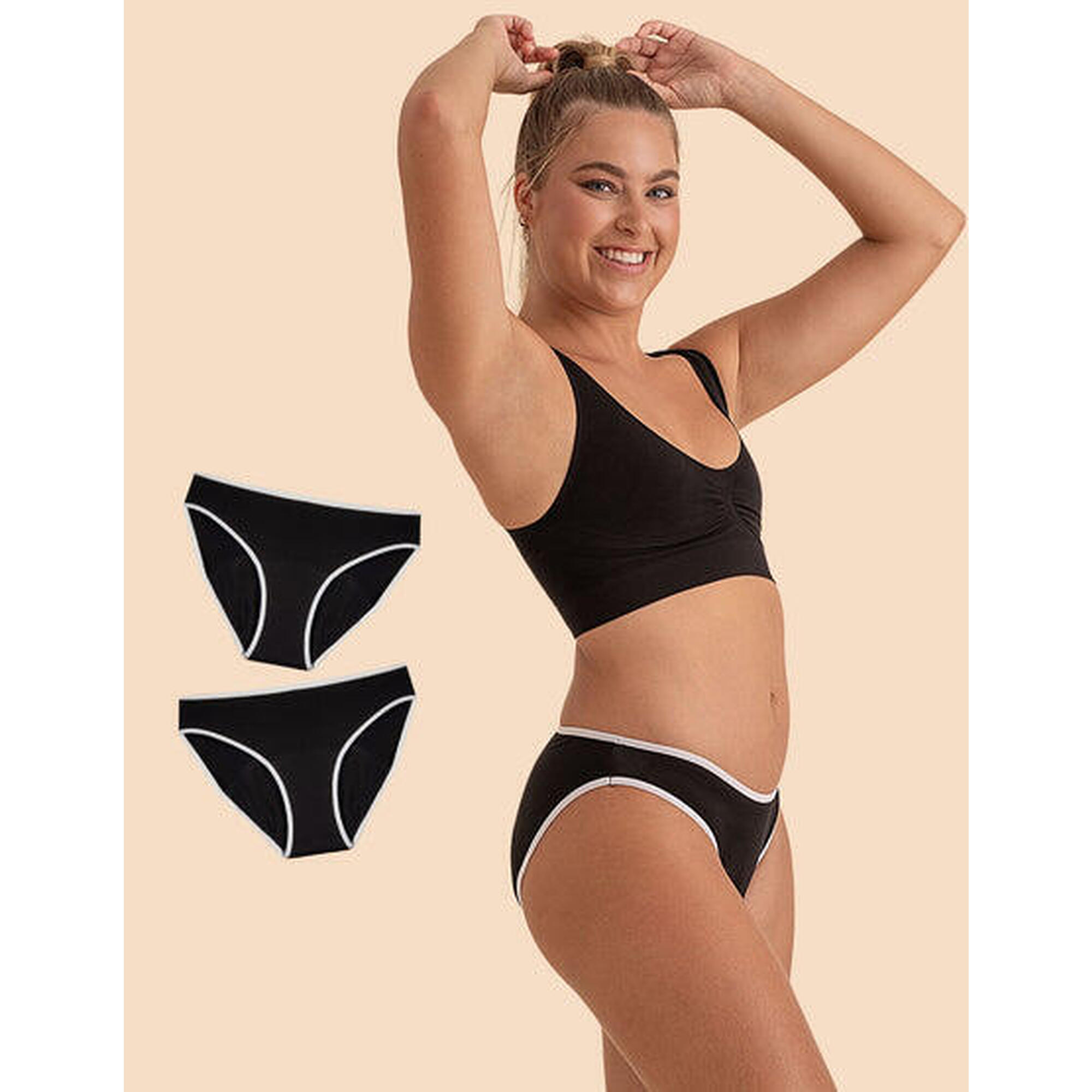 Anaissa - Pack 2 String Menstruel Flux Modéré Jolie - Culotte - Noir - 42 M/l - Decathlon